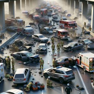 Car accidents highway chaos