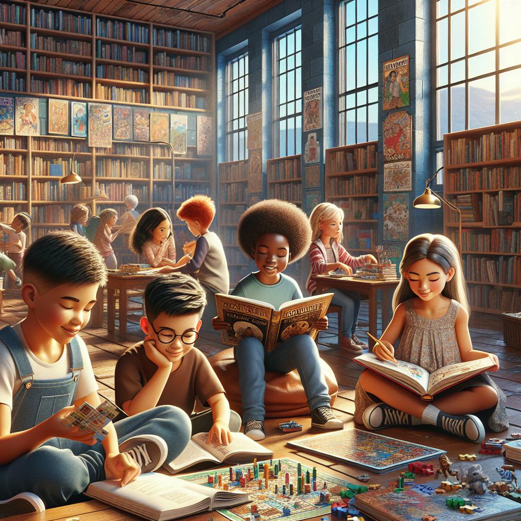Children enjoying library activities.
