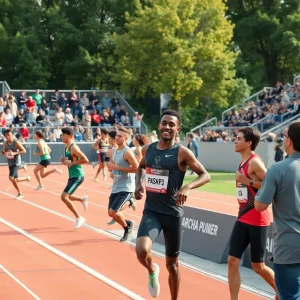 Athletes competing at the Bellarmine Open track and field event in Bowling Green.