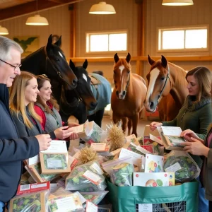 Community members donating supplies for equine therapy