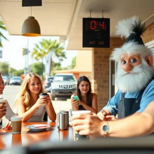 Customers at 7 Brew Coffee enjoying drinks during the Caffeine for a Cause event.