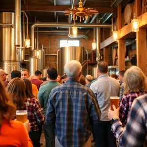 People gathered for church service at White Squirrel Brewery in Bowling Green