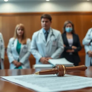 Courtroom scene discussing abortion laws