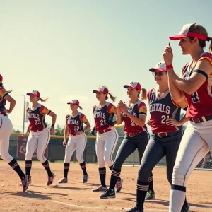 WKU Softball players during a game