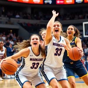 WKU women's basketball team celebrating a comeback victory
