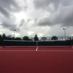 WKU women's tennis court during bad weather