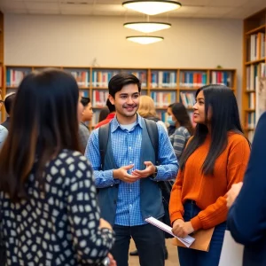 High school seniors networking at the Bowling Green library