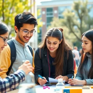 Group of high school students engaged in science and mathematics learning activities