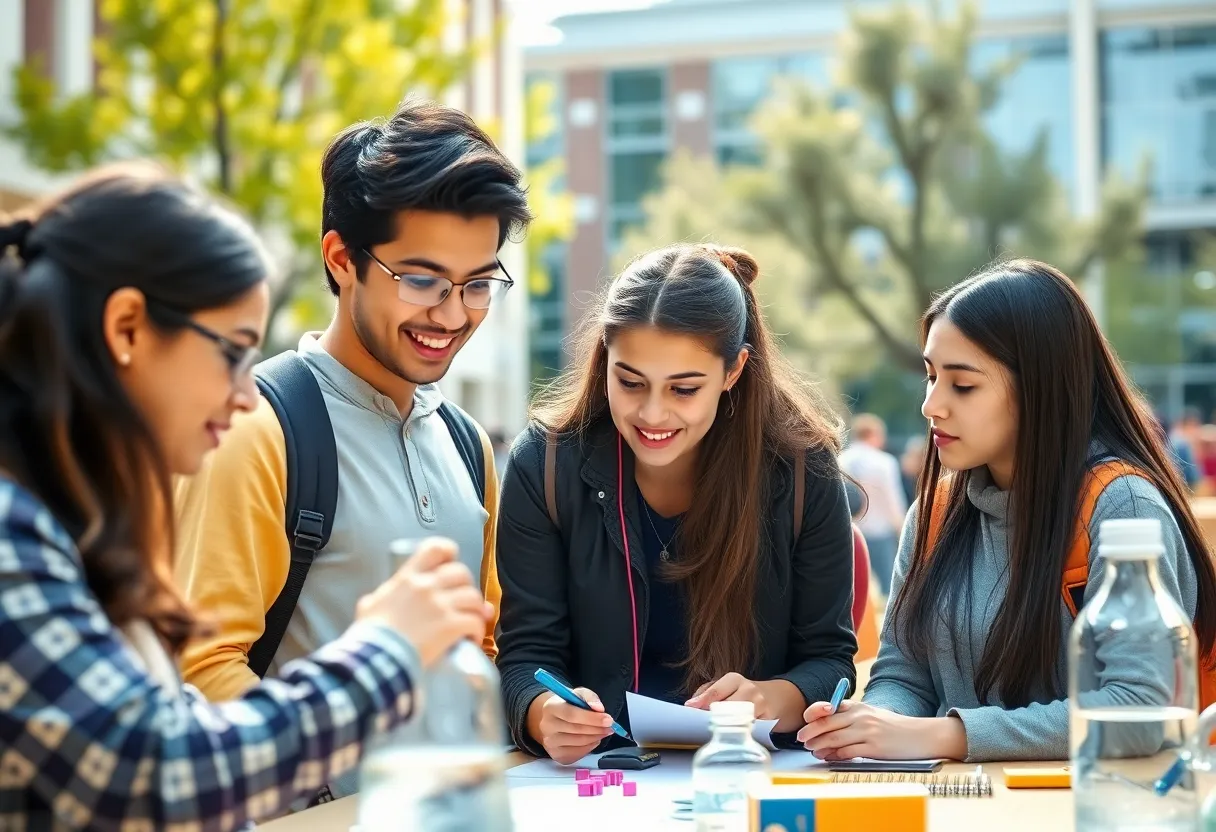 Group of high school students engaged in science and mathematics learning activities