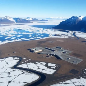 A U.S. military base in the pristine landscape of Greenland.