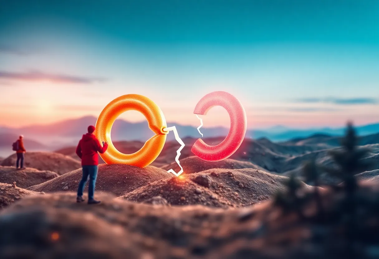 Conceptual image representing a broken link and lost articles on the web.