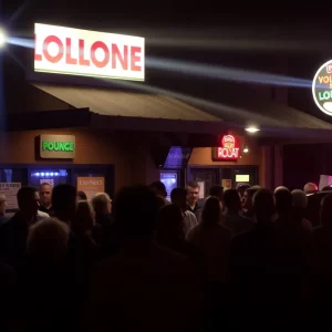 Police lights flashing outside a bar in Bowling Green