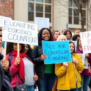Parents and educators rallying for education funding