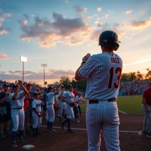 Action shot of WKU baseball players during a game