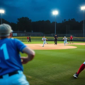 WKU Softball players competing on the field during a game.