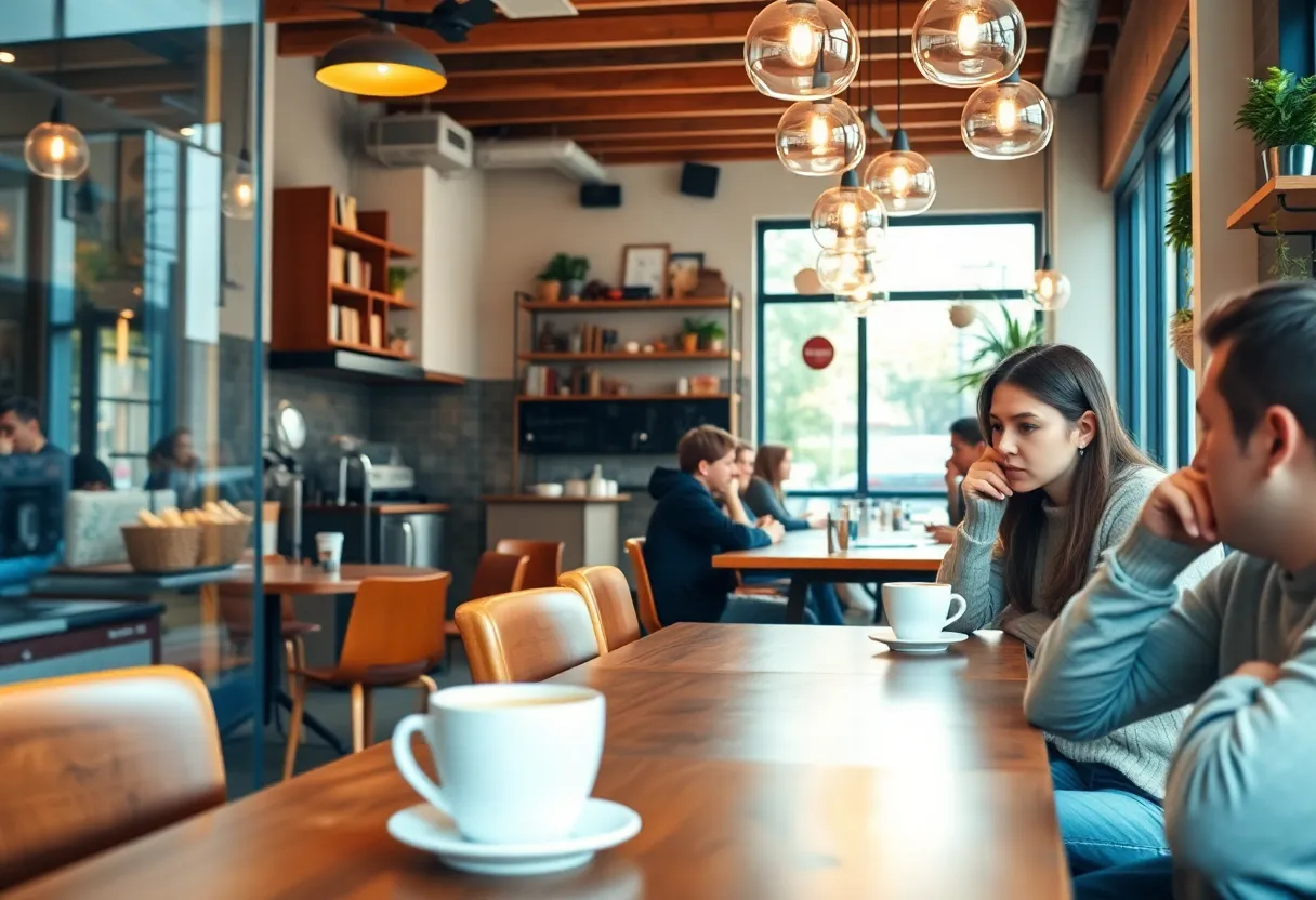Interior view of 7 Brew Coffee in Bowling Green with customers enjoying coffee
