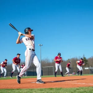 Bowling Green Bobcats baseball team playing on the field
