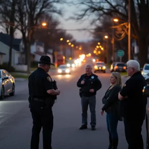 Scene of a hit-and-run accident in Bowling Green with police and community members.