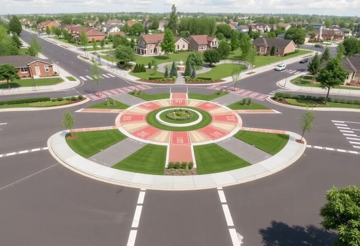 Road design plan for a roundabout in Bowling Green