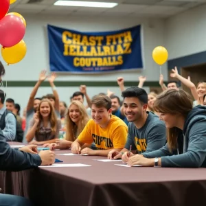 Celebration of local athletes signing letters of intent.