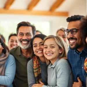 A diverse group of families united in support of immigrant rights