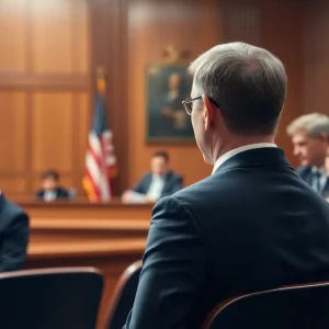 A courtroom where legal proceedings are taking place