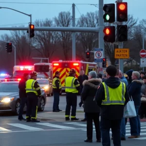Emergency responders at the scene of a tragic collision in Eden, NC