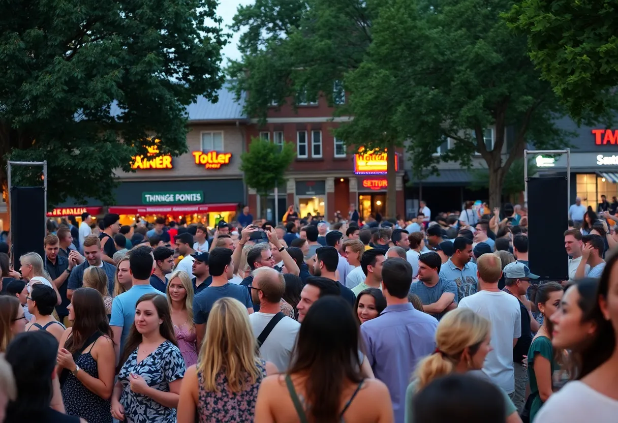 Concertgoers enjoying Fountain Row Fridays in Bowling Green