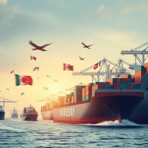 Depiction of global trade amidst tariff implications