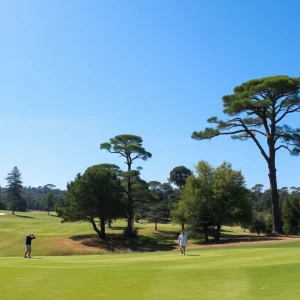 A picturesque view of a golf tournament in progress.