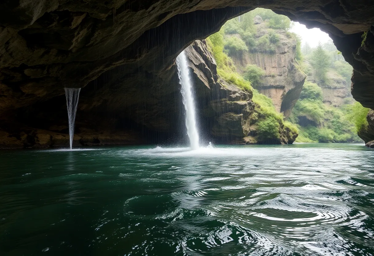 Flooded landscape of Lost River Cave in Warren County, Kentucky