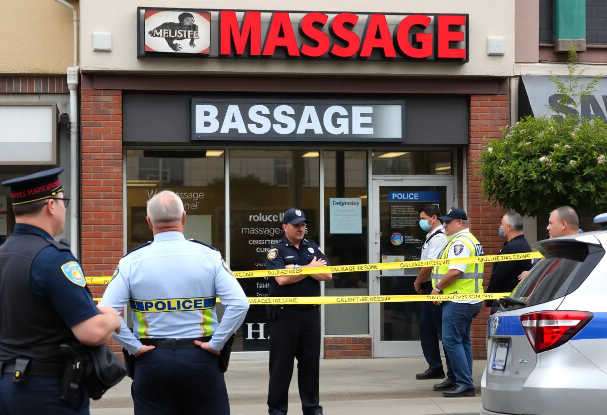Law enforcement at the scene of an illicit massage investigation in Owensboro