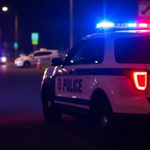 Police vehicle conducting a traffic stop