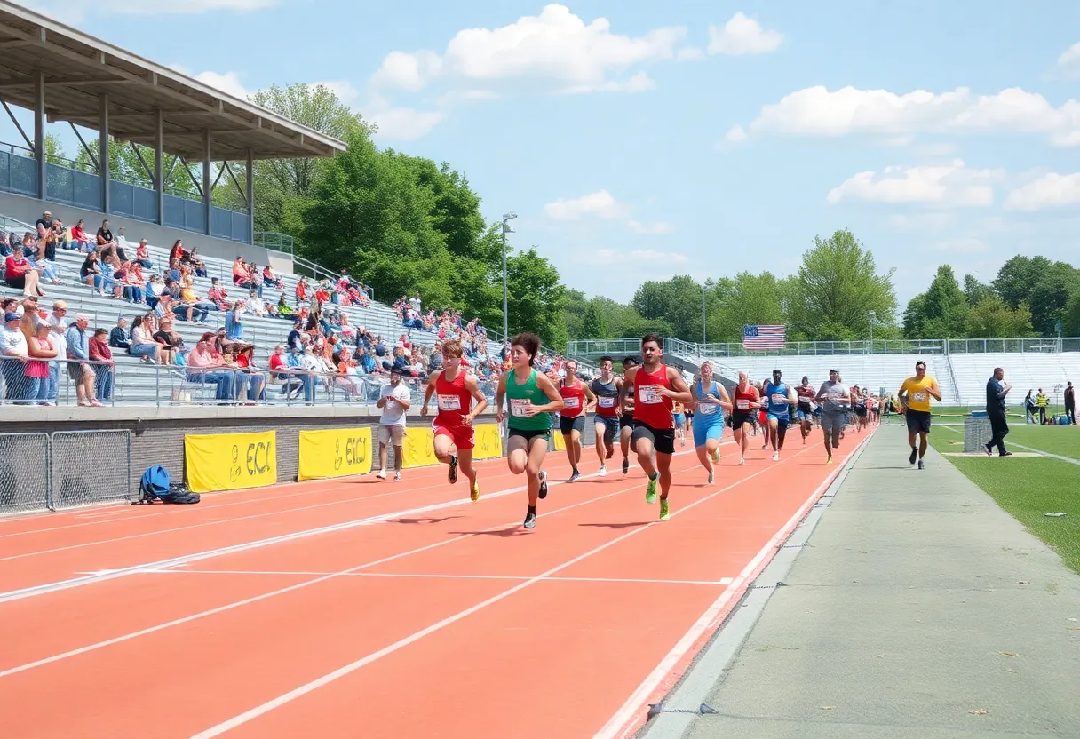 Athletes competing at the Tennessee Invite track event in Bowling Green