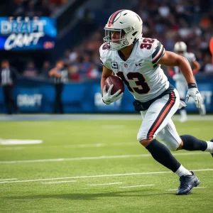 Defensive player showcasing speed and agility on draft day.