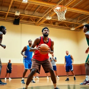 University of Utah basketball players practicing together