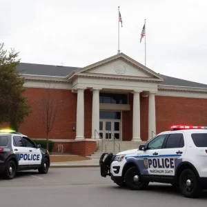 Courthouse in Warren County showing law enforcement presence.
