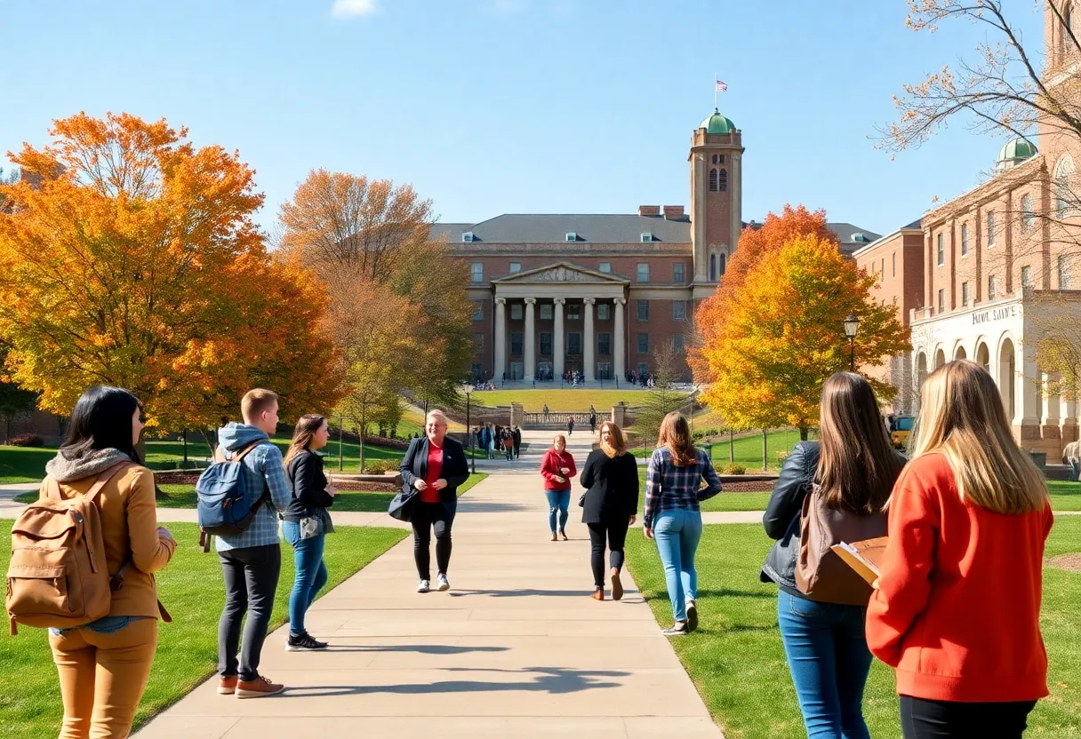 Students on Western Kentucky University campus discussing tuition changes.