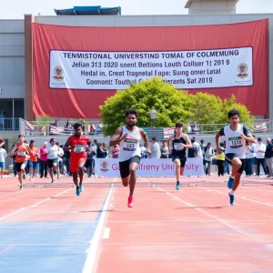 Athletes competing during the Brent Chumbley Memorial Hilltopper Relays at WKU.