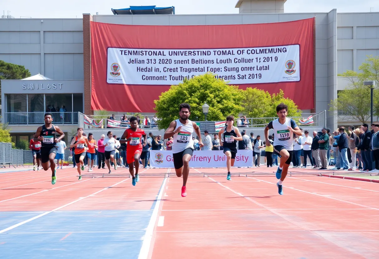 Athletes competing during the Brent Chumbley Memorial Hilltopper Relays at WKU.