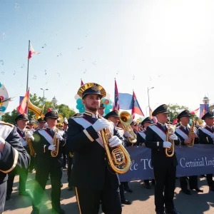 Western Kentucky University Band 100th anniversary parade scene