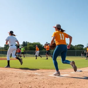 WKU Softball players celebrating after a game win