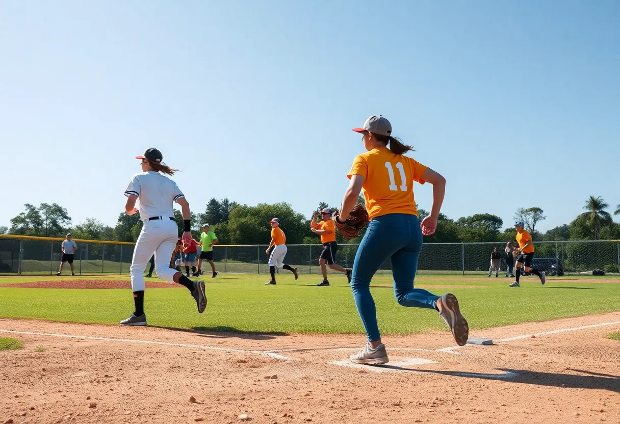 WKU Softball players celebrating after a game win