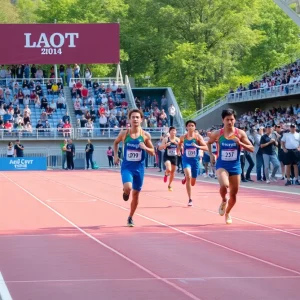 Athletes competing at WKU track and field event