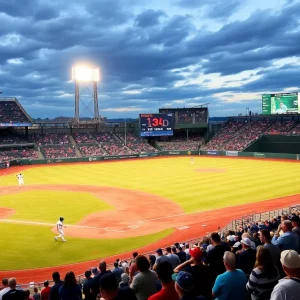 Players on the field during WKU baseball game against FIU