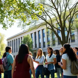 Students on campus engaging in discussions about activism and civil rights