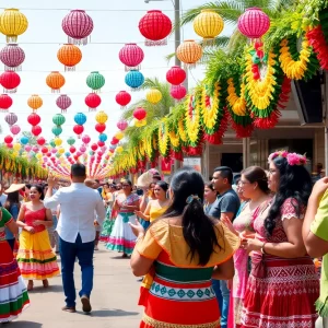 Festival scene with traditional dances and food at BGFiestaval