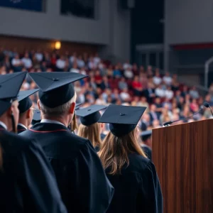 Graduates at Bowling Green State University commencement ceremony
