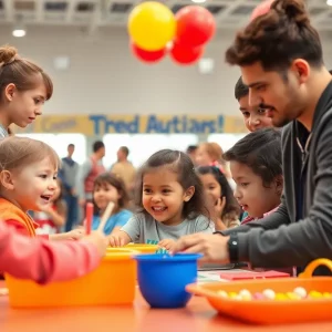 Families participating in an autism community support event in Bowling Green.