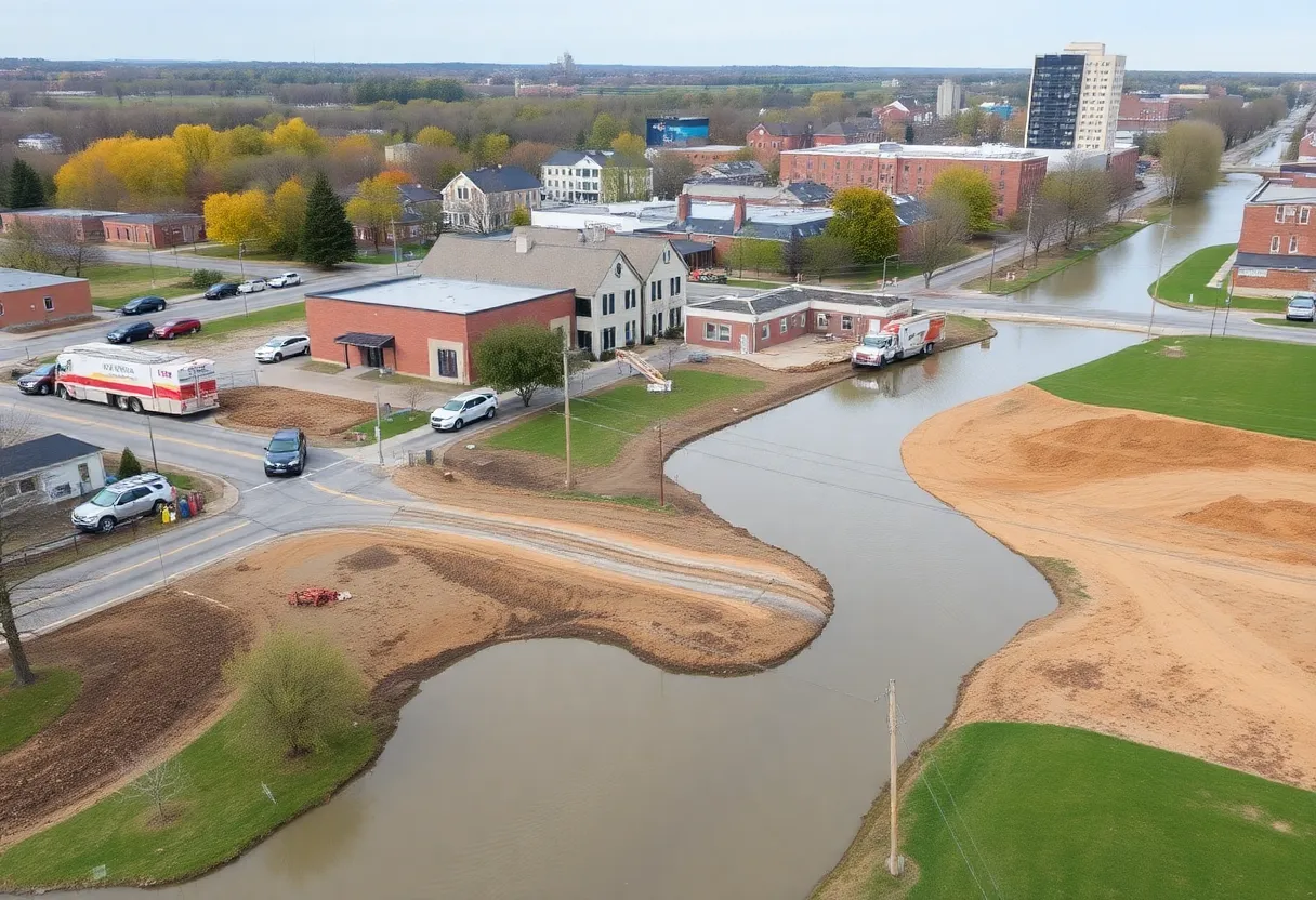 Bowling Green city officials responding to flood damage and stormwater management construction.
